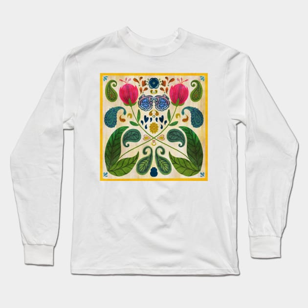 Paisley Garden Long Sleeve T-Shirt by MollyFergusonArt